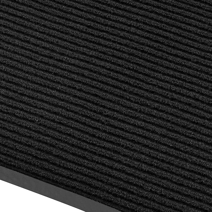 fani Heavy Duty Large Outdoor Indoor Entrance Doormat Waterproof Low Profile Entrance Rug Front Door Mat Patio Anti-Skid Rubber Back, 35x60 inch (Jet Black)