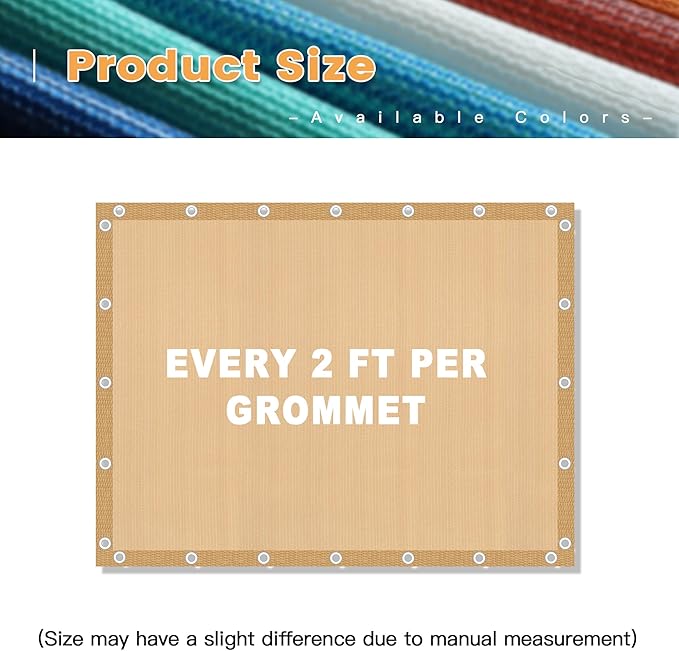 VICLLAX Shade Fabric Sun Shade Cloth with Every 2 FT Grommets for Patio Garden Pergola Cover Canopy 6x18 FT, Wheat