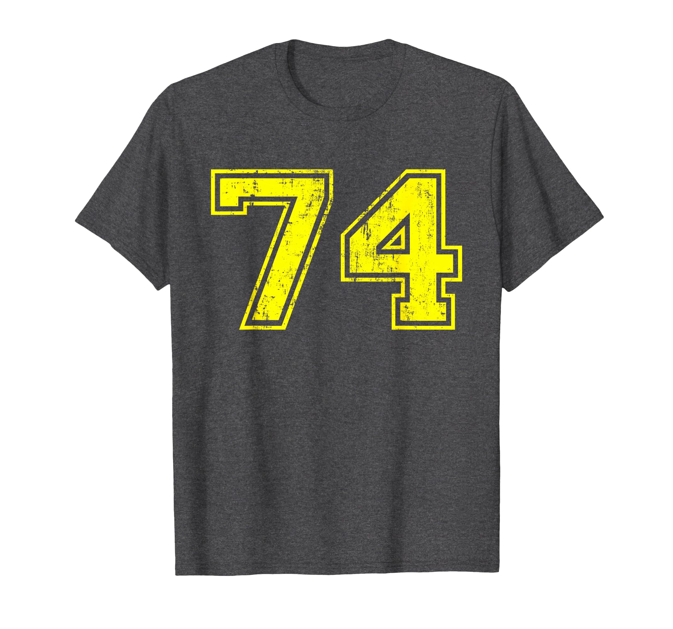 Number 74 Varsity Distressed Sport T-Shirt - Minimalist Print Men Women