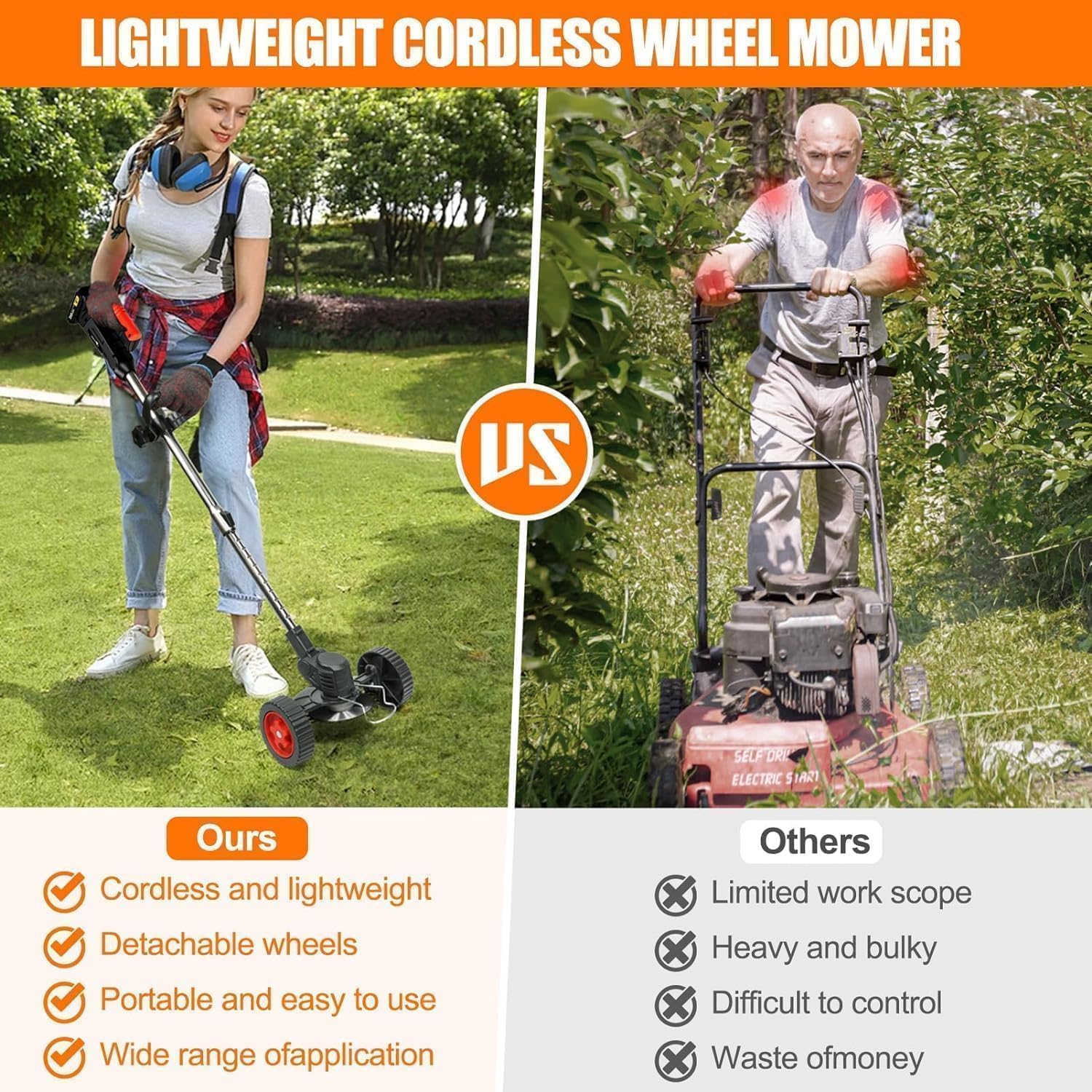 Cordless Weed Wacker Battery Powered Electric 21V 4.0Ah,Weed Wacker Battery Operated Grass Trimmer/Brush Cutter/String Trimmer/Lawn Edger, Weeder Tool for Lawn Garden Pruning/Trimming
