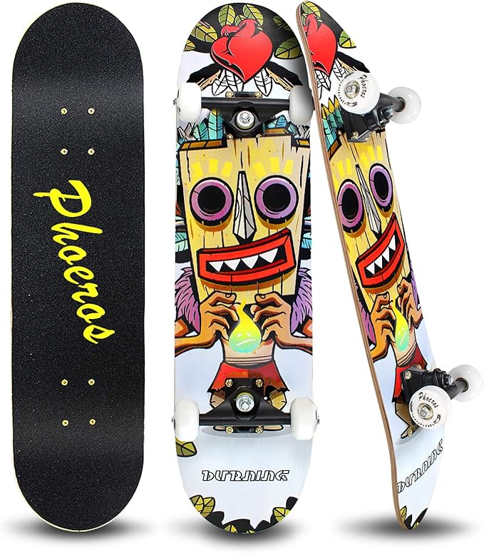 Easy_Way Complete Skateboards- Standard Skateboards for Beginners Kids Boys Girls Teenager- 31''x 8''Canadian Maple Cruiser Pro Skate Board, Skateboards