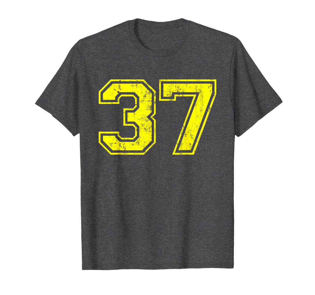 Number 37 Varsity Distressed Sport Team T-Shirt - Aesthetic Graphic Unisex