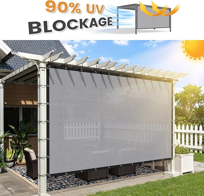 VICLLAX Shade Fabric Sun Shade Cloth with Every 2 FT Grommets for Patio Garden Pergola Cover Canopy 19x22 FT, Light Grey