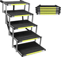 Sturdy 5-Step Aluminum Frame Dog Stair with 1680D PVC Fabric - Non-Slip, Lightweight & Portable - Ideal for Car, SUV, Truck Access - Black (98x67x43cm)