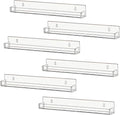 IEEK 6 PCS Acrylic Invisible Floating Bookshelf for Kids Room,15 inch Modern Picture Ledge Display Toy Storage Wall Shelf Vinyl Record Shelf U Shelves Storage Rack