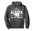 Alaska Last Frontier Est 1959 Grizzly Bear Hoodie - Graphic Print Unisex