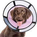 Soft Dog Cone Collar, Comfortable Pet Recovery Neck Collars After Surgery for Large Medium Dogs, Plastic Breathable Elizabethan Dog Head Circle Stop Licking, Adjustable Cones 28cm Long (ML Pink)