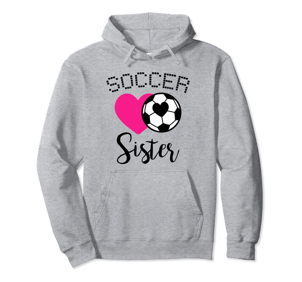 Soccer Sister Love Heart Sibling Hoodie - Fun Novelty Design for Adults