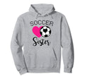 Soccer Sister Love Heart Sibling Hoodie - Fun Novelty Design for Adults