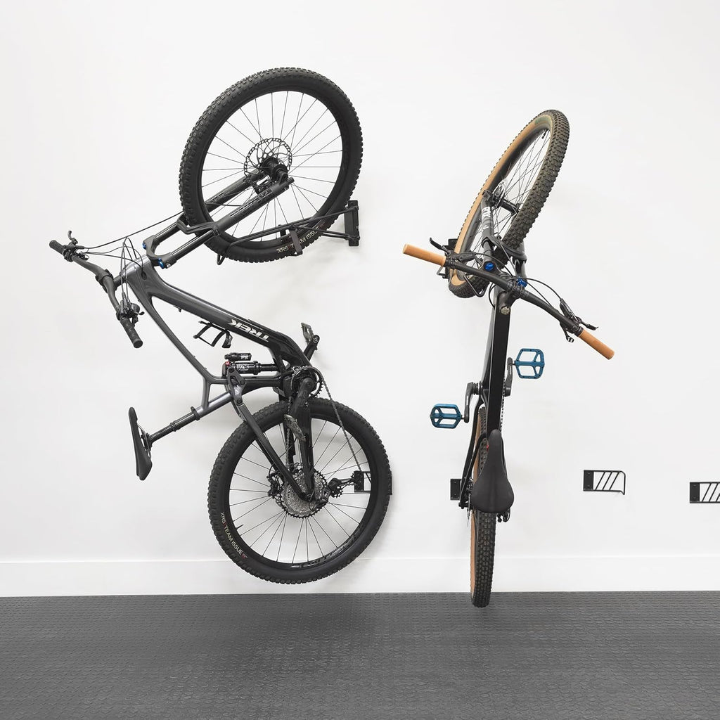 StoreYourBoard SwivelStow Mountain Bike Storage Rack 2 Pack – Heavy Duty Bike Hanger, No-Lift Bike Wall Mount for Garage Bike Storage, MTB and E-Bike, Holds 70 lbs, Patent-Pending
