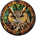 Lygond Metal Tin Sign - Circular Stained Glass Owl - 88 Inches for Garage