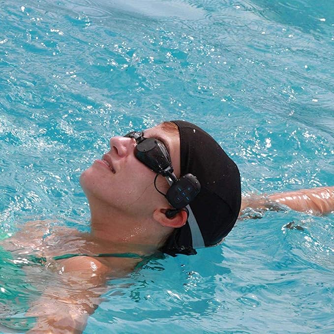 Waterproof MP3 Player for Swimming and Running, Underwater Headphones with Short Cord, Shuffle Feature