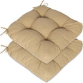 Aoodor 19" x 19" x 5" Tufted Outdoor Chair Cushions, Water Resistant & Fade Resistant Polyester Dining Chair Pads with 2 Straps for Patio Furniture, Set of 2