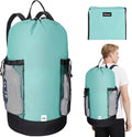 BALEINE 120L Laundry Bag Backpack, 900D Oxford Fabric Large Travel Laundry Bags with Shoulder Straps and 2 Mesh Pockets for College Dorm, Apartment, Laundromat (Sky Blue, 120L)