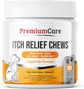 PREMIUM CARE Itch Relief for Dogs - 120 Allergy Chews for Dogs - Anti Itch Seasonal Support for Pets Itchy Skin Relief Skin Health Support with Colostrum, Vitamin C, Omega and Bee Pollen