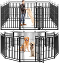 Dog Playpen Outdoor 12 Panels Heavy Duty Dog Fence 47" Height with Thick Pipe Anti-Rust with Doors Portable for RV Camping Yard, Total 27FT, 57 Sq.ft, Snowy Black