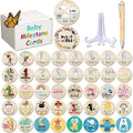 42 Designs First Year Milestones,Wooden Baby First Holiday Signs,Baby Monthly Milestone Photo Props for Newborn to Age 1,Pregnancy Baby Shower Cards (First Holiday Milestone)