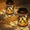 2 Pack Solar Lanterns Outdoor Waterproof, Butterfly Rose Garden Decor Birthday Gifts for Women Mom Grandma Hanging Solar Lights Metal Solar Decoration Outside for Yard, Patio, Lawn, Pathway