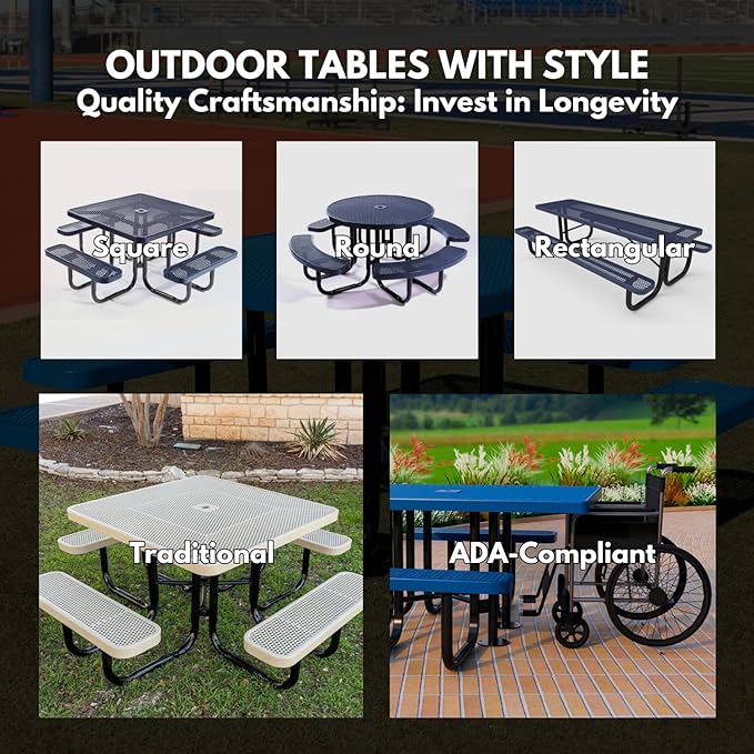 T8-TXTBUR Heavy Duty Rectangular Portable Picnic Table, 8 Ft, Textured Burgundy, Made in America
