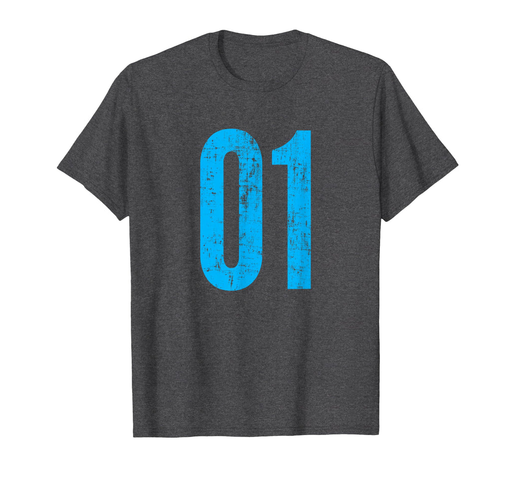 Number 01 One Distressed Sport Team T-Shirt - Minimalist Print Men Women