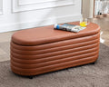 Storage Ottoman Bench Upholstered PU Leather End of Bed Stool with Safety Hinge for Bedroom, Living Room, Entryway (44.5-inch, Brown), TN2436