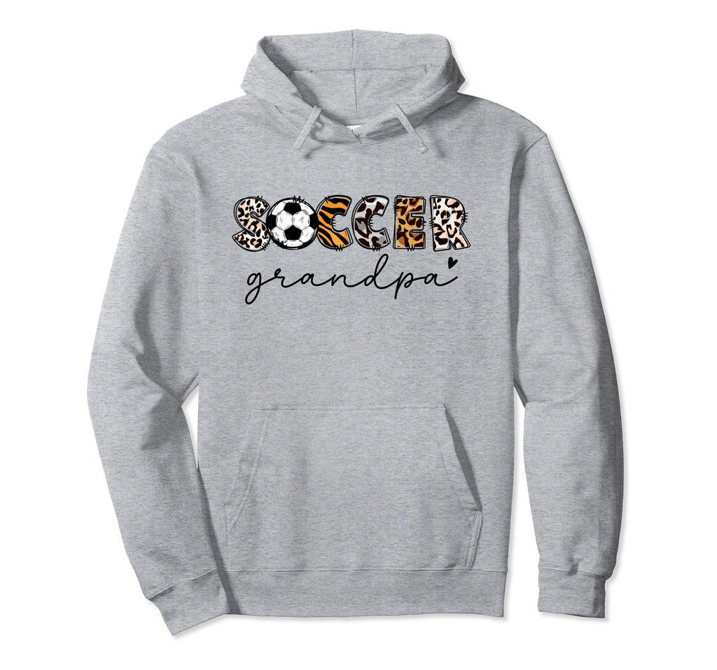 Soccer Grandpa Leopard Soccer Player Fathers Hoodie - Graphic Print Unisex