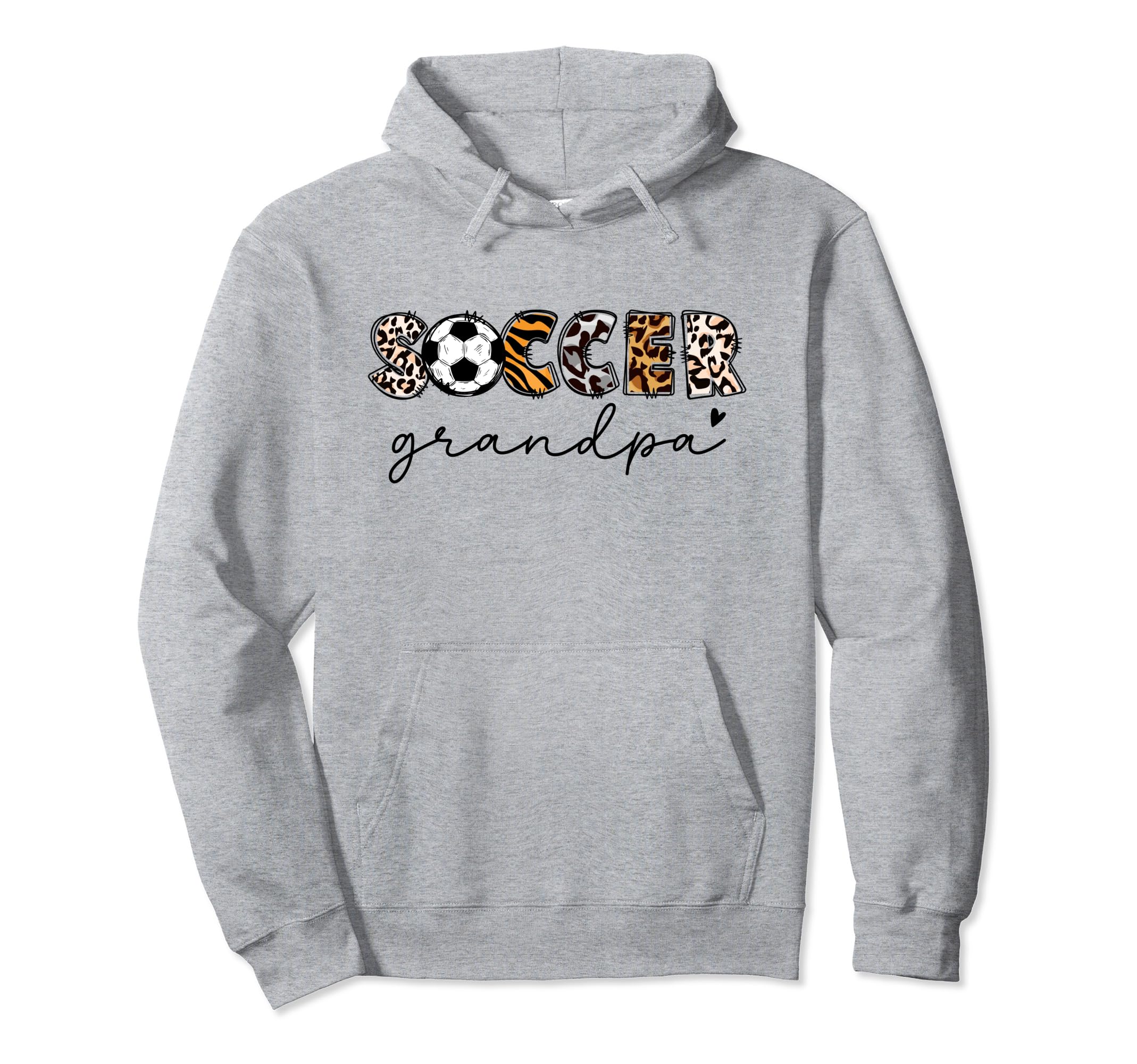 Soccer Grandpa Leopard Soccer Player Fathers Hoodie - Graphic Print Unisex