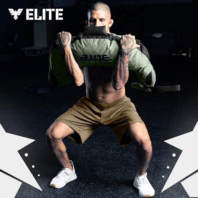 Elite Sports Bulgarian Canvas Bag, Fitness Canvas MMA Gym Cross Workout Training Sandbag 17, 25, 33, 45 lbs (UNFILLED)