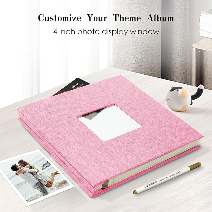Spbapr Large Photo Album Self Adhesive 60 Pages Linen cover DIY Magnetic Scrapbook album with A Metal Pen Hold 3x5 4x6 5x7 6x8 8x10 Pictures