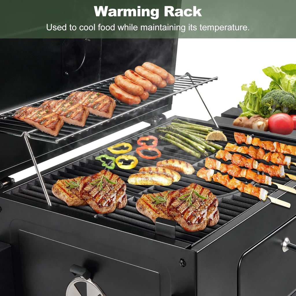 Charcoal Grill, BBQ Grill Charcoal Grill with Pull-Out Grease Tray for Outdoor Patio Backyard (Cast Iron Grate)