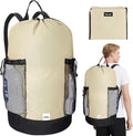 BALEINE 150L Laundry Bag Backpack, 900D Oxford Fabric Large Travel Laundry Bags with Shoulder Straps and 2 Mesh Pockets for College Dorm, Apartment, Laundromat (Beige, 150L)