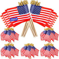 150pcs Small American Flags on Stick, Handheld 8 x 5.5 Inchs Mini American Flags with Kid-Safe Golden Spear Top, US Flags for 4th of July Decorations Outdoor, Independence Day Decorations