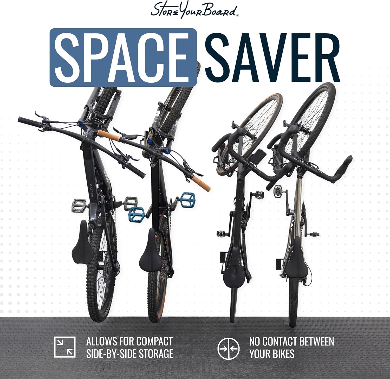 StoreYourBoard SwivelStow Road & Gravel Bike Storage – Heavy Duty Bike Hanger, No-Lift Bike Wall Mount for Garage Bike Storage, Holds 70 lbs, Patent-Pending