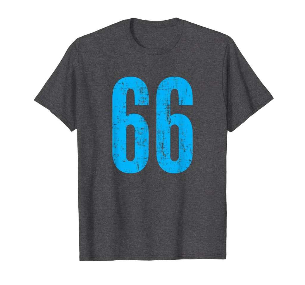 Number 66 Distressed Sport Team T-Shirt - Custom Art Print for Adults