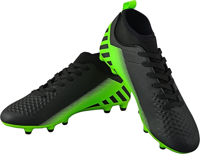 Santos Adult FG Mid Cut Soccer Shoes - Black/Green