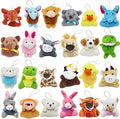 24 Packs Mini Plush Animals Toys, Animals Keychain Charms for Kids, Small Stuffed Animal Bulk for Kids, Easter Party Favors, Easter Basket Stuffers, Carnival Prizes, School Gifts
