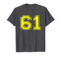 Number 61 Varsity Distressed Sport Team T-Shirt - Trendy Graphic Men Women