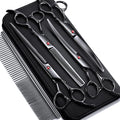 Gimars 7.0in Professional 4CR Stainless Steel Safety Round Tip 6 in 1 Dog Grooming Scissors Heavy Duty Titanium Coated Pet Grooming Scissor for Dogs, Cats and Other Animals