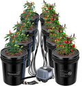 VIVOSUN DWC Hydroponics Grow System with Top Drip Kit, 5-Gallon Deep Water Culture, Recirculating Drip Garden System with Multi-Purpose Air Hose, Air Pump, and Air Stone (8 Buckets + Top Drip Kit)