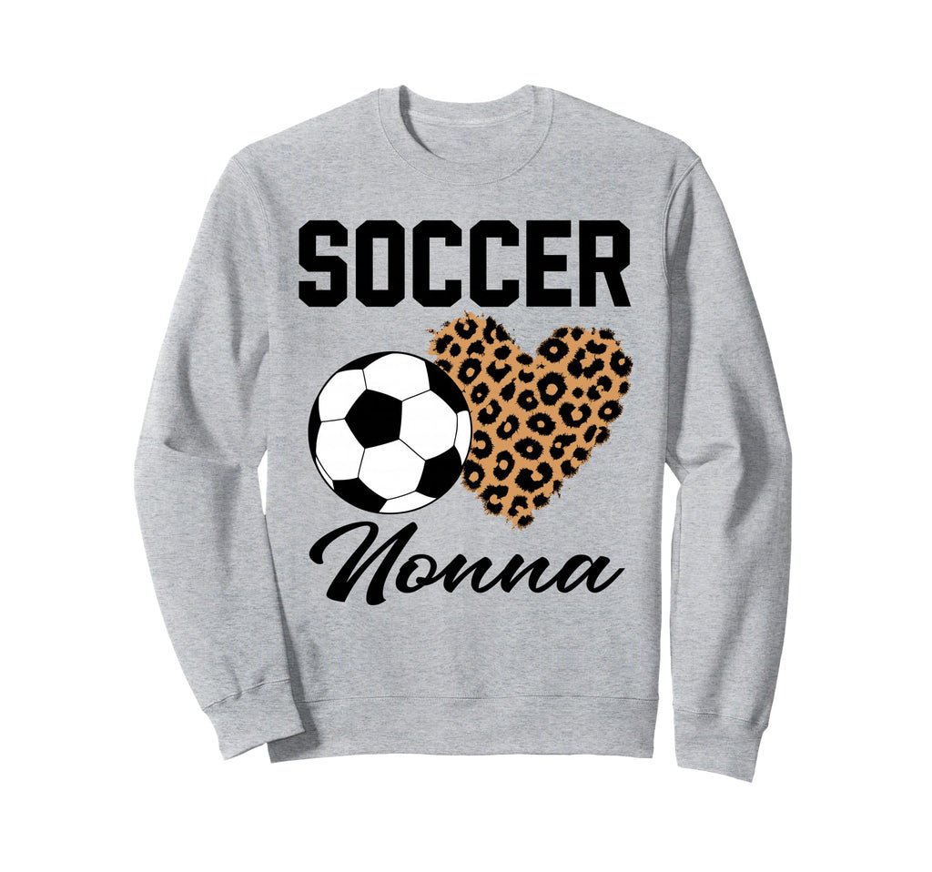 Soccer Nonna Leopard Heart Sweatshirt - Casual Everyday Wear Men Women