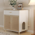 Cat Litter Box Enclosure Furniture Hidden - Indoor 2-in-1 Wooden Cat House & Washroom Cabinet with Scratching Board Doors and Drawer, 31.5”x21.6”x34.6”H