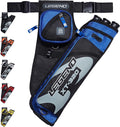 LEGEND XT320 Archery Quivers - Nylon Hip Quivers with 3 Arrow Tube Cases for Target Shooting - Adjustable Waist Belt, T-Slot, Storage Compartments for Accessories, Gear, Tools, Release Tab, Score Card