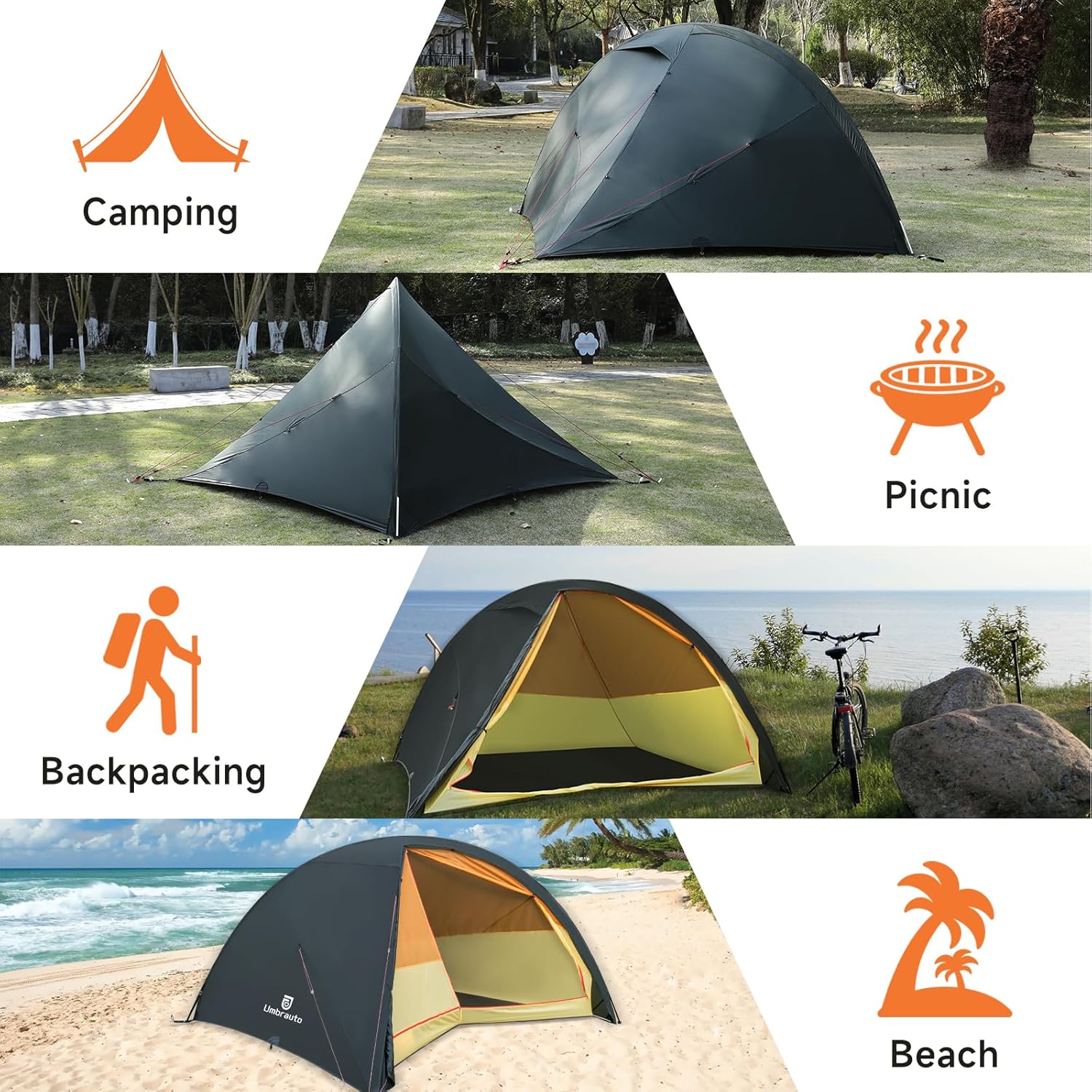 Umbrauto 4 Person Ultralight Camping Tent Waterproof 3-Season Dome Tent for Hiking, Backpacking & Outdoor Adventure