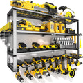 YYR Large Power Tool Organizer Wall Mount, Heavy Duty Metal Cordless Drill Storage Rack with Battery Charging Station Shelf, Utility Racks for Garage Organization, 4 Layer 10 Drills Holder Extra Tall