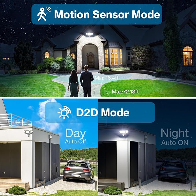 Olafus 100W LED Security Light Motion Sensor Outdoor Light, Motion Flood Light Dusk to Dawn, 9000LM Super Bright 6500K Exterior Motion Detector Floodlight for Garage Yard Porch Eave IP65, White