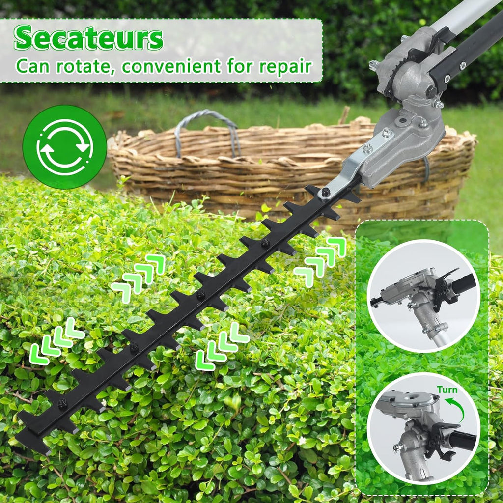 52cc 2-Cycle Gas Weed Wacker,8 in 1 Gas Powered Weed Eaters,2025 Upgrade 9500rpm String Trimmer,Weed Eater, Brush Cutter, Edger,Pole Saw Chainsaw with Extension Pole,Gas Powered Yard Tool (Orange)