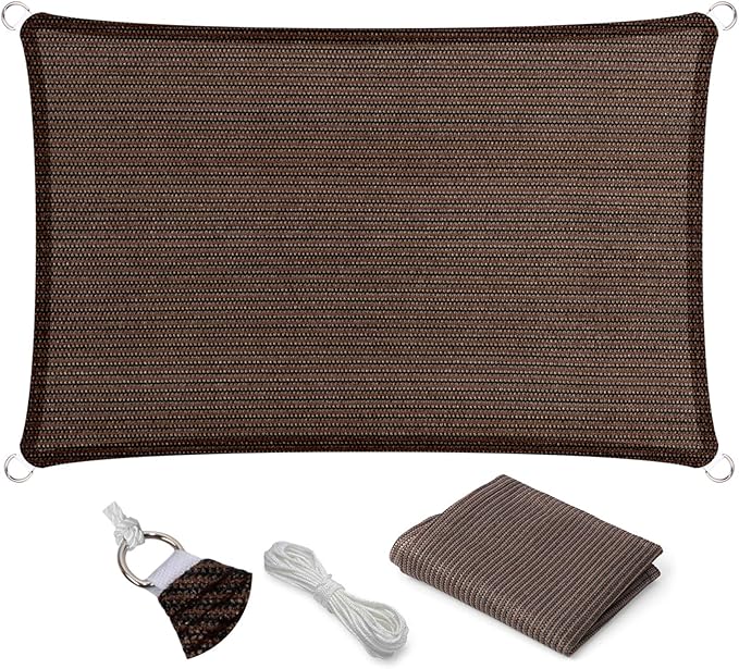 Eden's Decor Straight Flat-Edged Sun Shade Sail Rectangular 6' x 9' Brown UV-Blocking Outdoor Canopy Fabric Cloth Awning for Pergola Patio Garden Backyard Custom Size