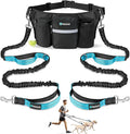 PetAmi Premium Hands Free Dog Leash for 2 Dogs, Adjustable Waist Belt Leash for Dog Walking, Fanny Pack Accessories Bag Dual Bungee Leash for Running, Hiking, Jogging, Biking, Black