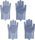 Pet Grooming Gloves，Heat-Resistant Silicone Gloves with High-Density Teeth for Enhanced Massaging and Bathing of Dogs and Cats (Gray, 2 Pair)
