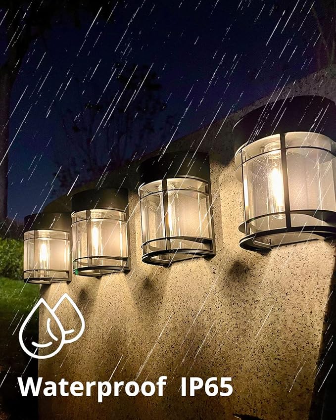 Solar Fence Lights Outdoor, 8 Pack Waterproof Solar Lights Outdoor, Outdoor Solar Light Fence Light for Garden Fence Post Step Stair Backyard